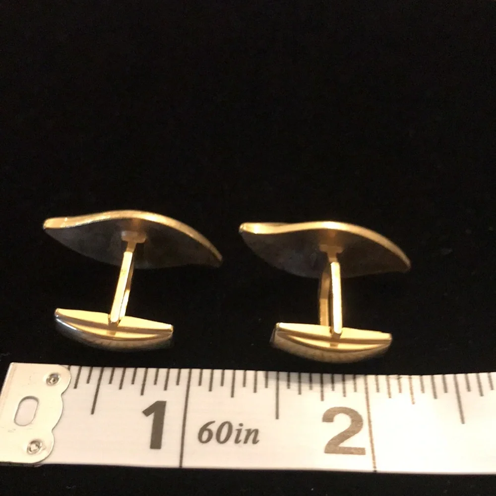 3/$15 ⭐️ Vtg classic free form leaf cuff links brushed gold tone cufflinks (t)